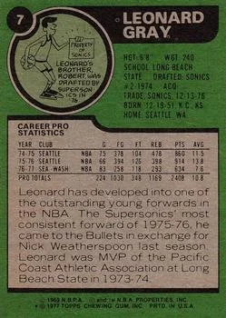 1977-78 Topps Leonard Gray #7 card back image