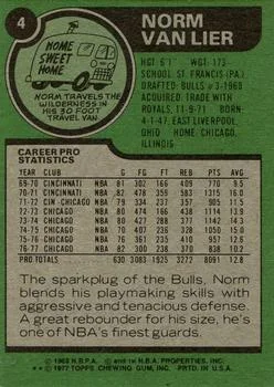1977-78 Topps Norm Van Lier #4 card back image