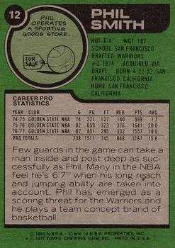 1977-78 Topps Phil Smith #12 card back image