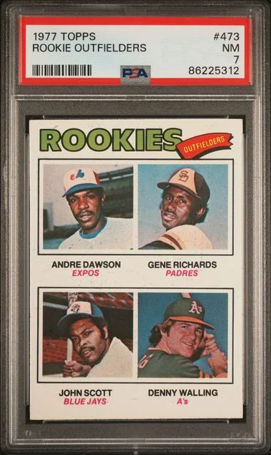 1977 Topps A.Dawson/G.Richards/J.Scott/D.Walling Outfielders #473 card image