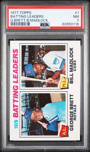 1977 Topps Batting Leaders G.Brett/B.Madlock #1 card image