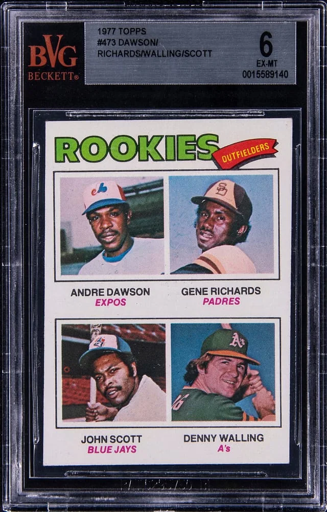 1977 Topps Dawson/Richards/Scott/Walling Outfielders #473 card image
