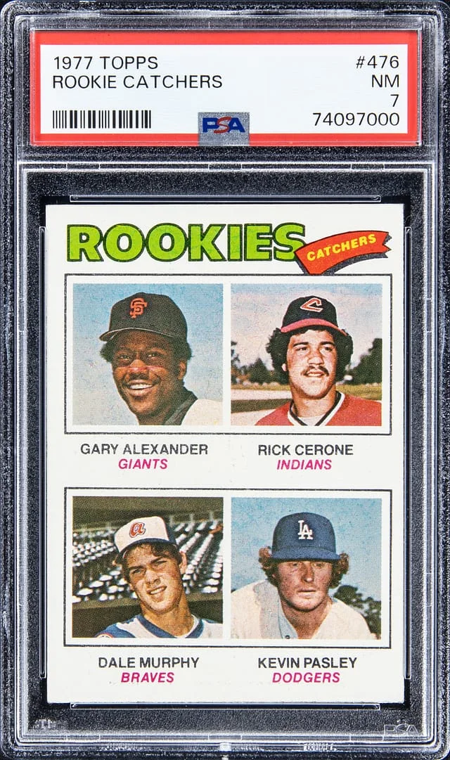 1977 Topps Gary Alexander, Rock Cerone, Dale Murphy, Kevin Pasley Catchers #476 card image