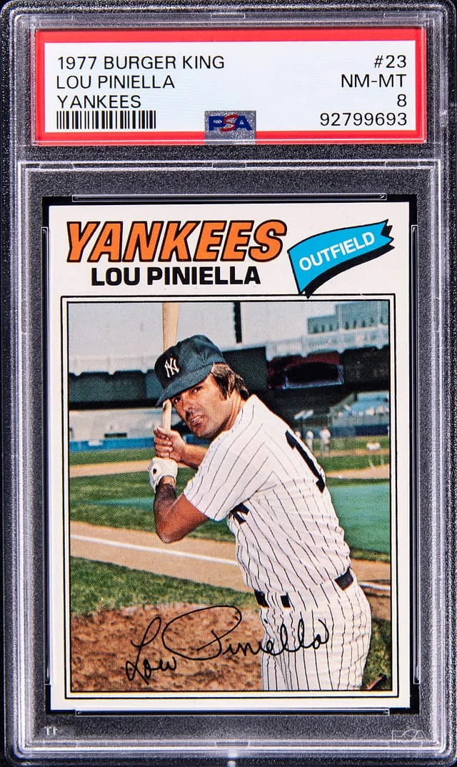 1977 Topps Lou Piniella Burger King Yankees #23 card image