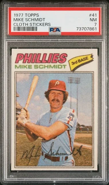 1977 Topps Mike Schmidt Cloth Stickers #41 card image