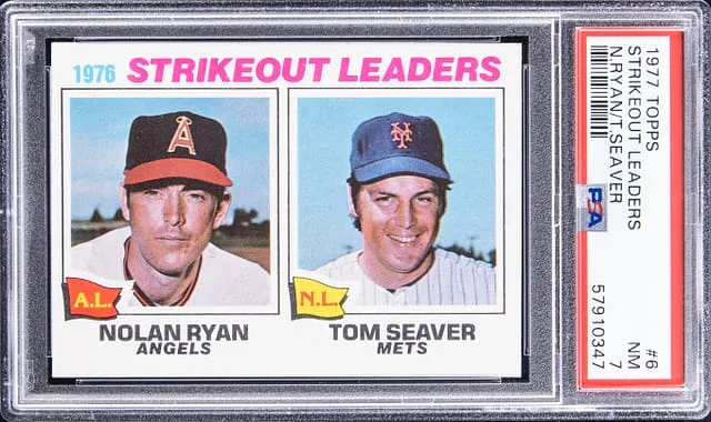 1977 Topps Nolan Ryan/Tom Seaver Strikeout Leaders #6 card image