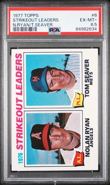 1977 Topps N.Ryan/T.Seaver Strikeout Leaders #6 card image