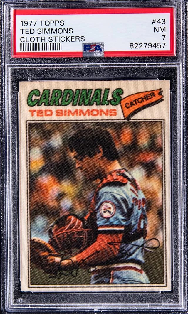 1977 Topps Ted Simmons Cloth Stickers #43 card image