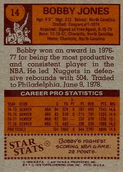 1978-79 Topps Bobby Jones #14 card back image