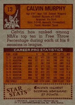 1978-79 Topps Calvin Murphy #13 card back image