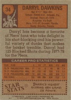1978-79 Topps Darryl Dawkins #34 card back image