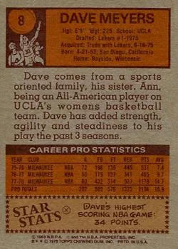 1978-79 Topps Dave Meyers #8 card back image
