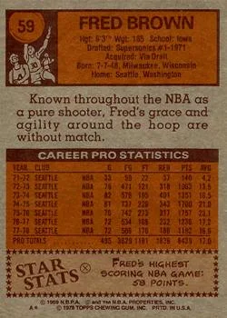 1978-79 Topps Fred Brown #59 card back image