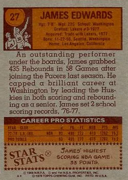 1978-79 Topps James Edwards #27 card back image