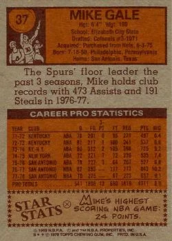 1978-79 Topps Mike Gale #37 card back image