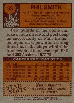 1978-79 Topps Phil Smith #33 card back image