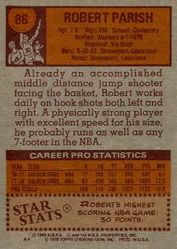 1978-79 Topps Robert Parish #86 card back image