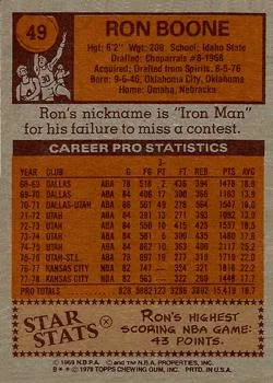 1978-79 Topps Ron Boone #49 card back image