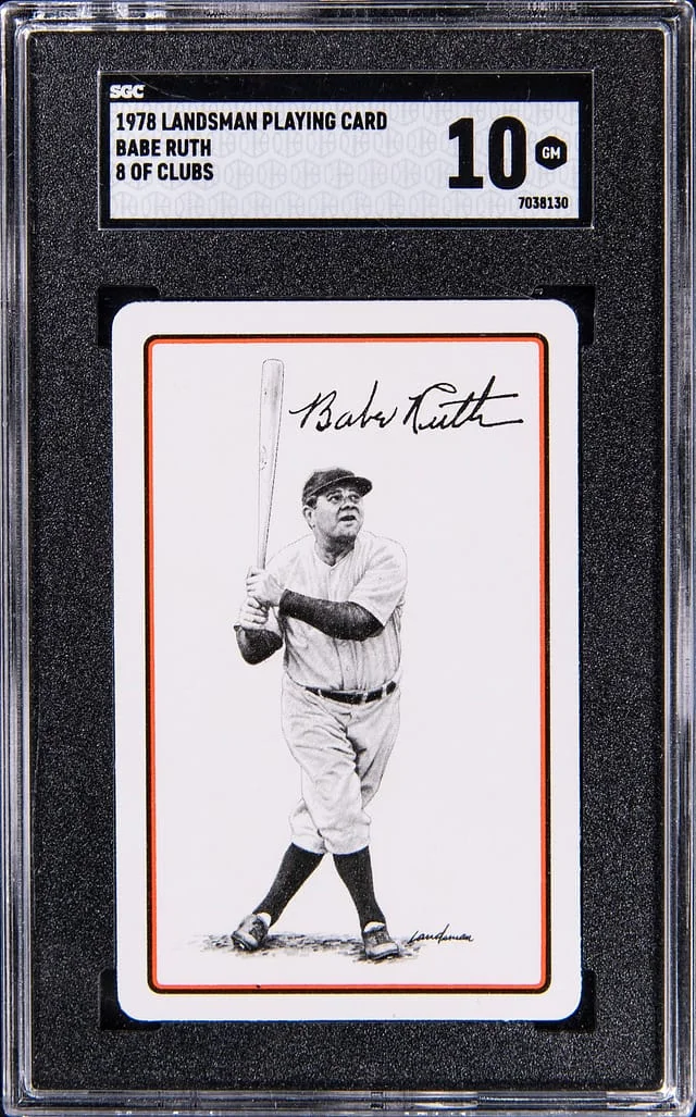 1978 Landsman Playing Card of Clubs Babe Ruth #8 card image