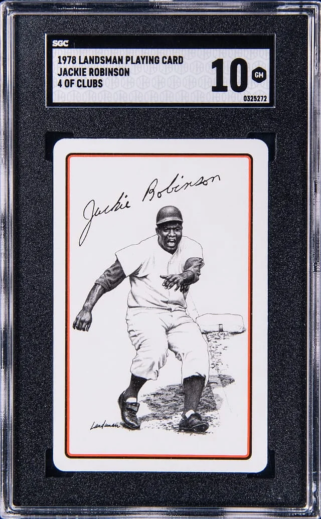 1978 Landsman Playing Card of Clubs Jackie Robinson #4 card image