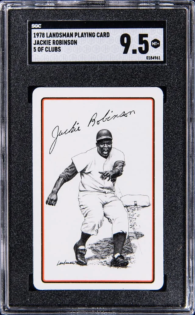 1978 Landsman Playing Card of Clubs Jackie Robinson #5 card image