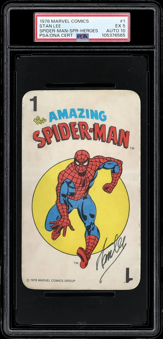 1978 Marvel Comics Super-Heroes Card Game Spider-Man Stan Lee #1 card image