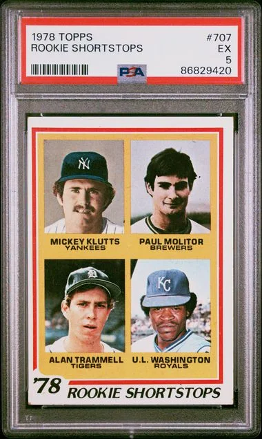 1978 Topps Alan Trammell/Mickey Klutts/Paul Molitor/U.L. Washington Shortstops #707 card image