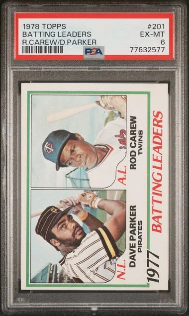 1978 Topps Batting Leaders R.Carew/D.Parker #201 card image