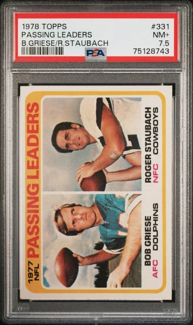 1978 Topps Bob Griese/Roger Staubach Passing Leaders #331 card image
