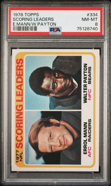 1978 Topps Errol Mann/Walter Payton Scoring Leaders #334 card image