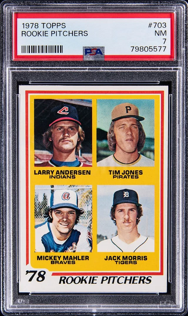 1978 Topps Larry Anderson/Tim Jones/Mickey Mahler/Jack Morris Pitchers #703 card image