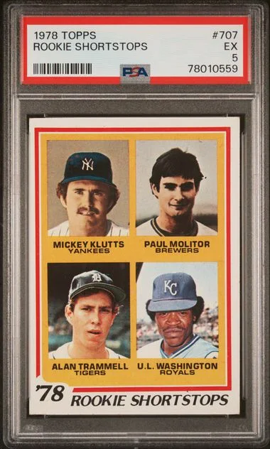 1978 Topps M. Klutts/ P. Molitor/ A. Trammel/ U.L Washingon Shortstops #707 card image