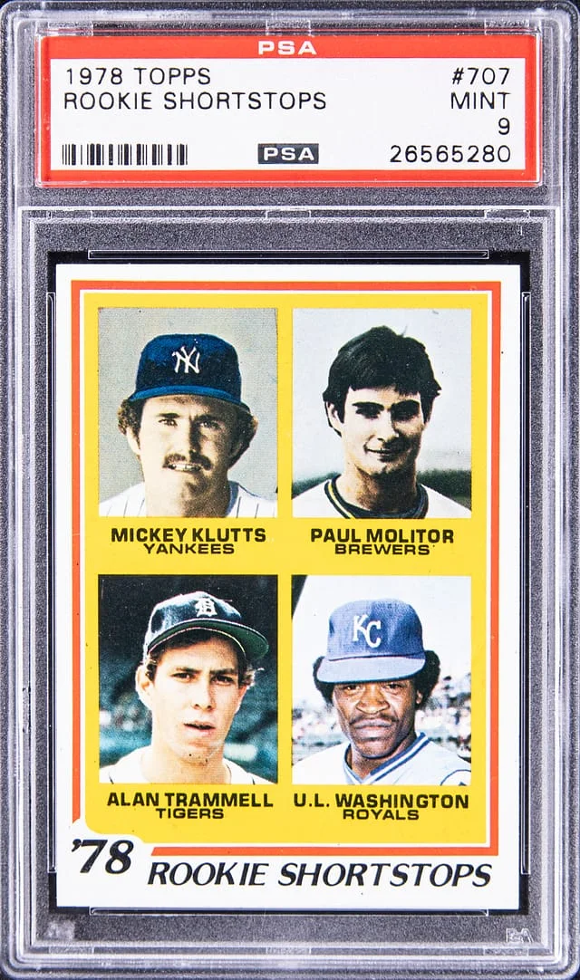 1978 Topps Mickey Klutts, Paul Molitor, Alan Trammell, U. L Washington Shortstops #707 card image
