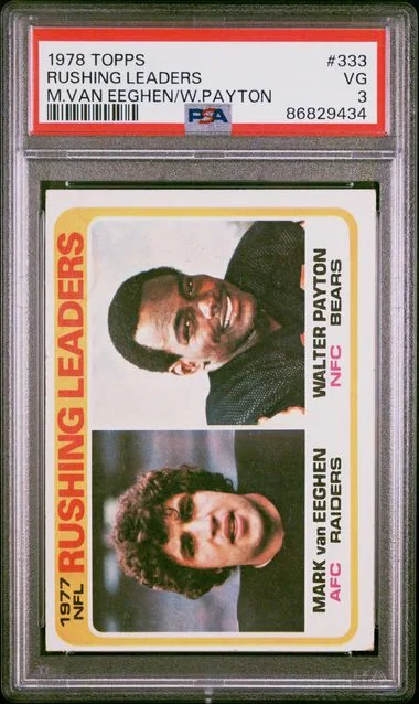 1978 Topps M.Van Eeghen/W.Payton Rushing Leaders #333 card image