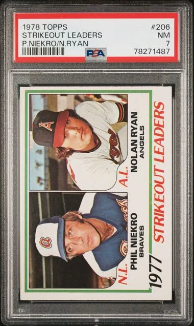 1978 Topps Nolan Ryan/Phil Niekro Strikeout Leaders #206 card image
