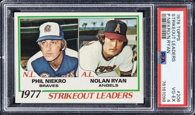 1978 Topps Phil Niekro, Nolan Ryan Strikeout Leaders #206 card image