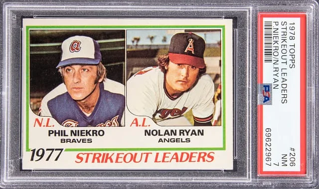 1978 Topps Phil Niekro/Nolan Ryan Strikeout Leaders #206 card image