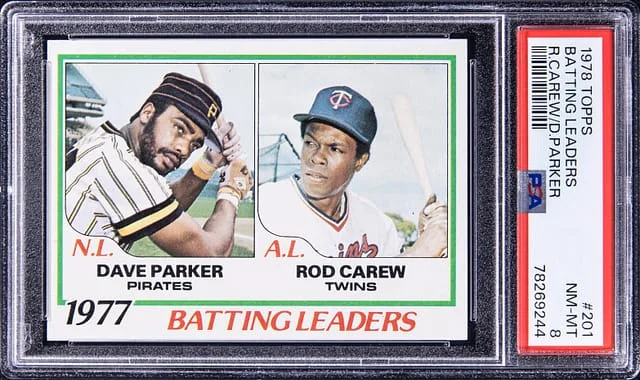 1978 Topps Rod Carew/Dave Parker Batting Leaders #201 card image