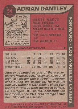 1979-80 Topps Adrian Dantley #54 card back image