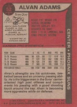 1979-80 Topps Alvan Adams #52 card back image