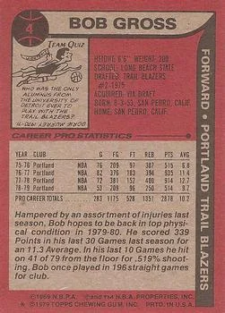 1979-80 Topps Bob Gross #4 card back image