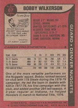 1979-80 Topps Bobby Wilkerson #67 card back image