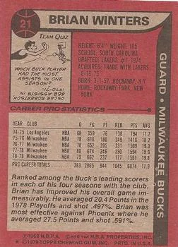 1979-80 Topps Brian Winters #21 card back image