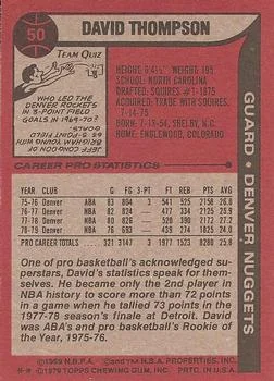 1979-80 Topps David Thompson #50 card back image