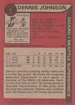 1979-80 Topps Dennis Johnson #6 card back image