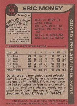 1979-80 Topps Eric Money #89 card back image