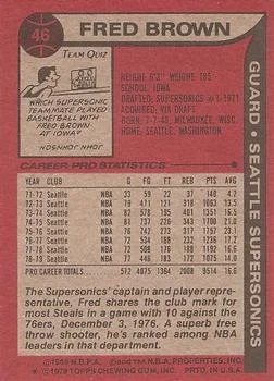 1979-80 Topps Fred Brown #46 card back image