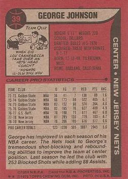 1979-80 Topps George Johnson #39 card back image