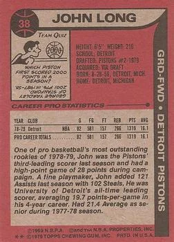 1979-80 Topps John Long #38 card back image