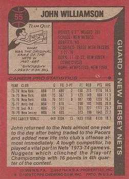 1979-80 Topps John Williamson #55 card back image